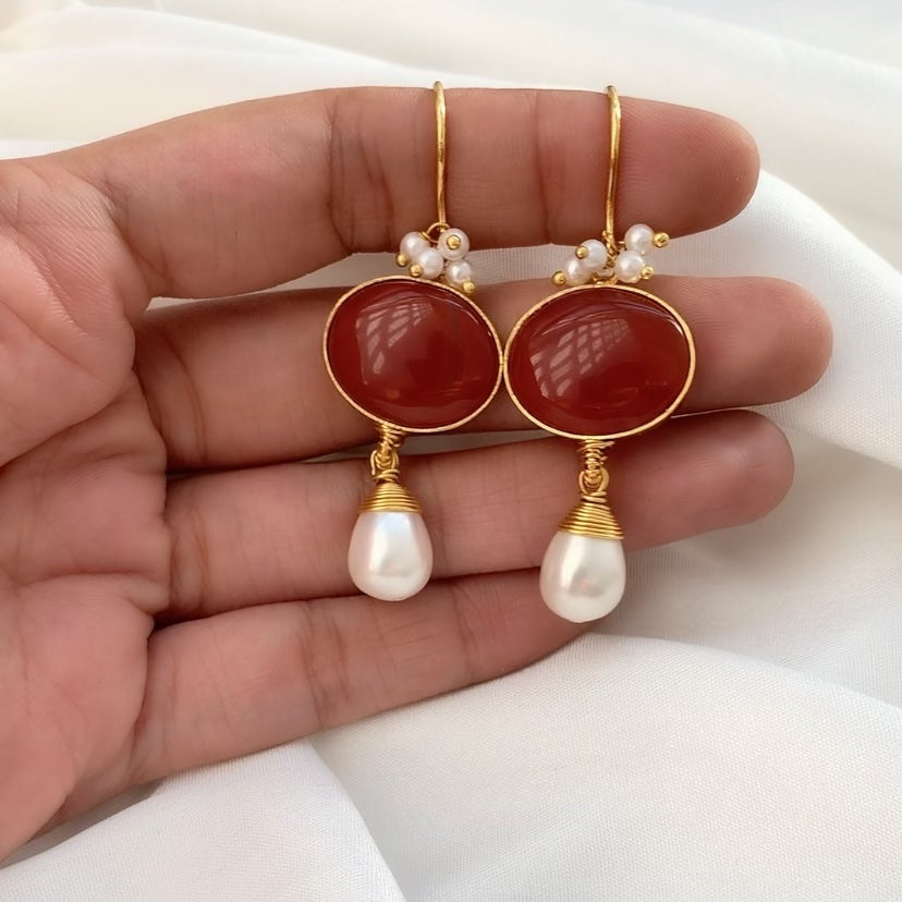 Red Onyx Danglers