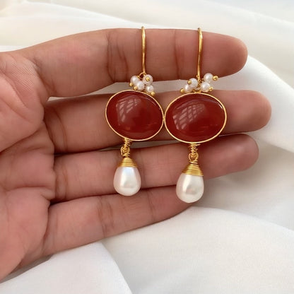 Red Onyx Danglers