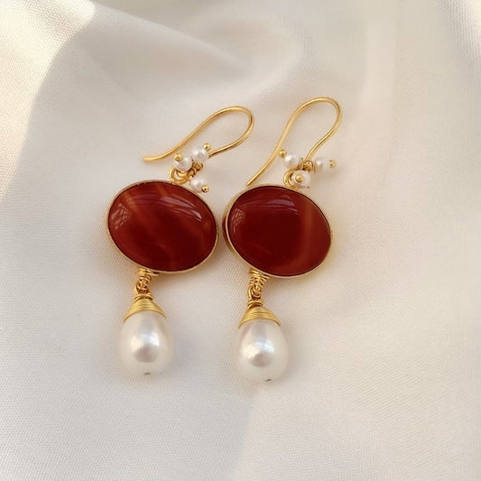 Red Onyx Danglers