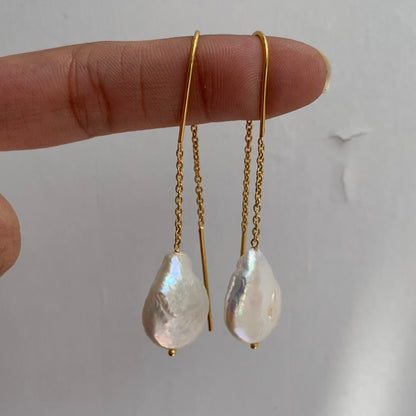 Baroque Pearl Threader Earrings
