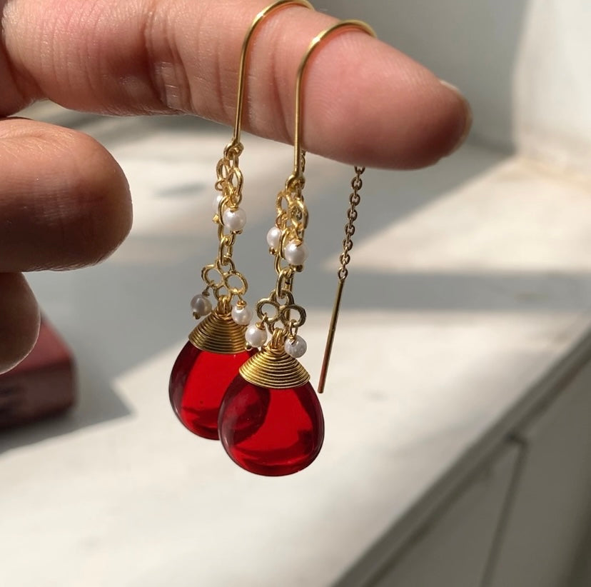 Corundum Threader Earrings