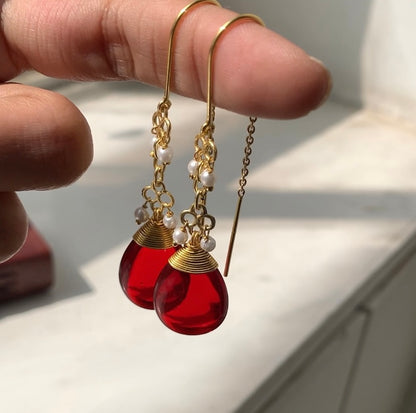 Corundum Threader Earrings