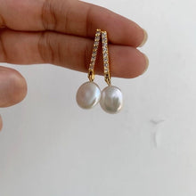 Load image into Gallery viewer, Pearl Bar Earrings