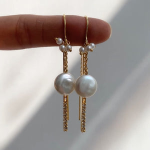 Pearl Bar Threader Earrings