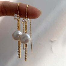 Load image into Gallery viewer, Pearl Bar Threader Earrings