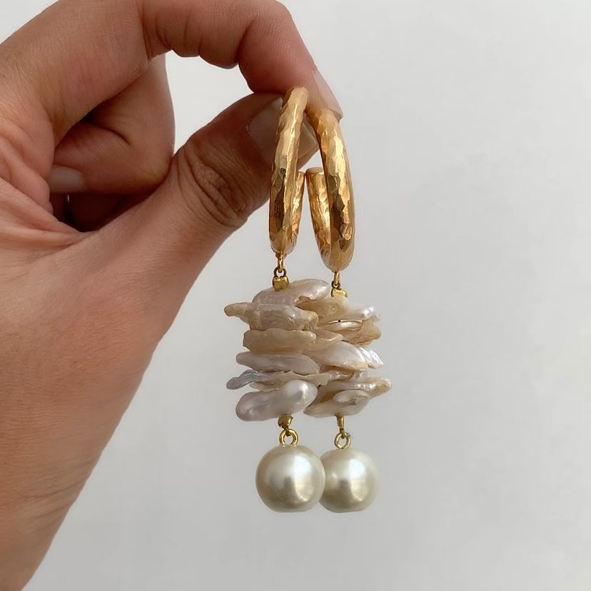 Mismatched Pearl Hoops