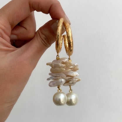 Mismatched Pearl Hoops