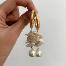 Load image into Gallery viewer, Mismatched Pearl Hoops