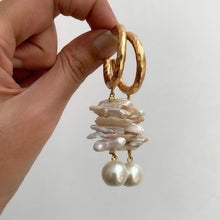 Load image into Gallery viewer, Mismatched Pearl Hoops