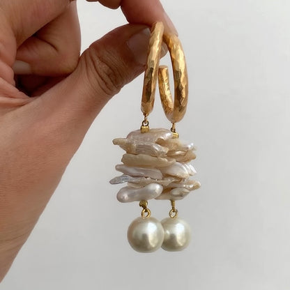 Mismatched Pearl Hoops