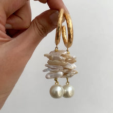 Load image into Gallery viewer, Mismatched Pearl Hoops