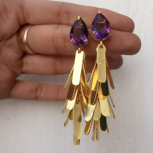 Leafy Earrings (Amethyst, Lemon Quartz, Smokey Quartz & Tanzanite)
