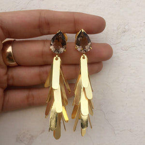 Leafy Earrings (Amethyst, Lemon Quartz, Smokey Quartz & Tanzanite)