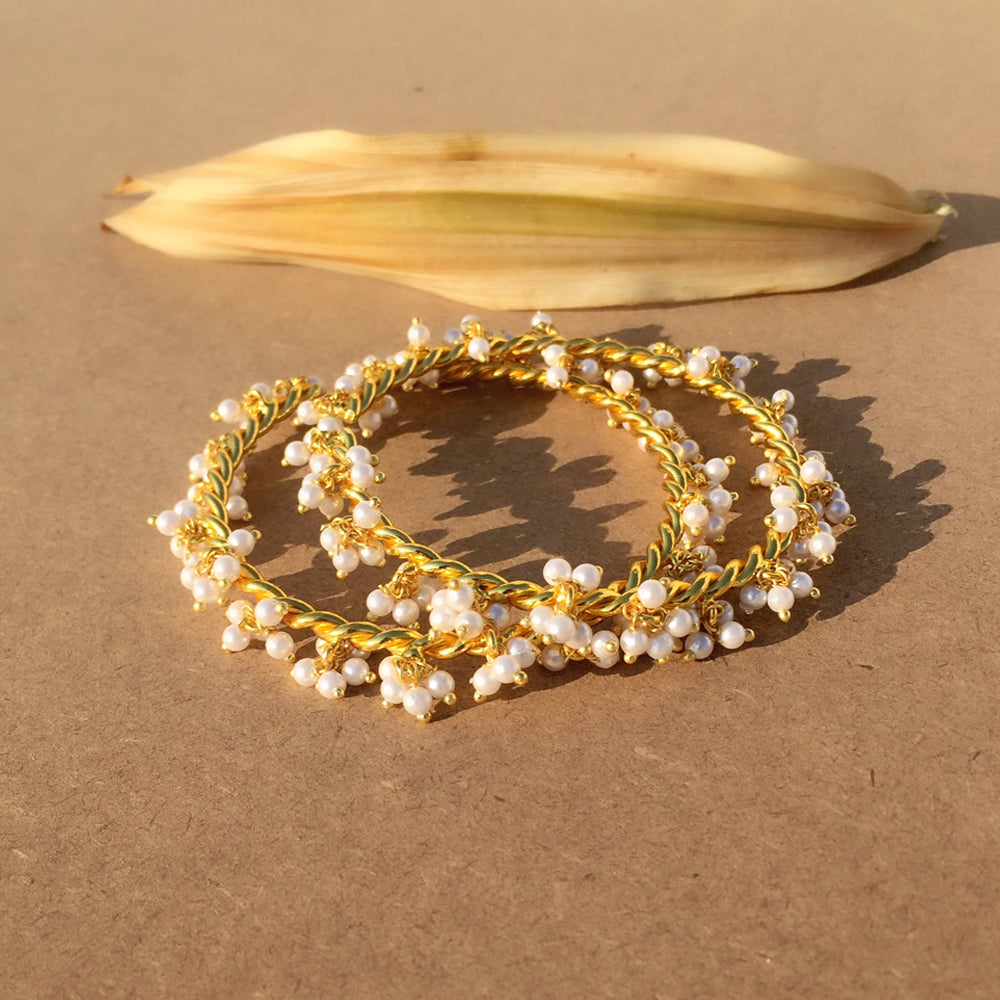 Pearl Cluster Bangles (Set of 2)