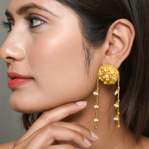 Pearl Cluster Hanging Chain Earrings