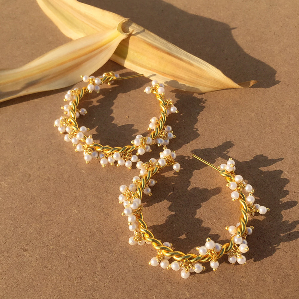 Pearl Cluster Hoops
