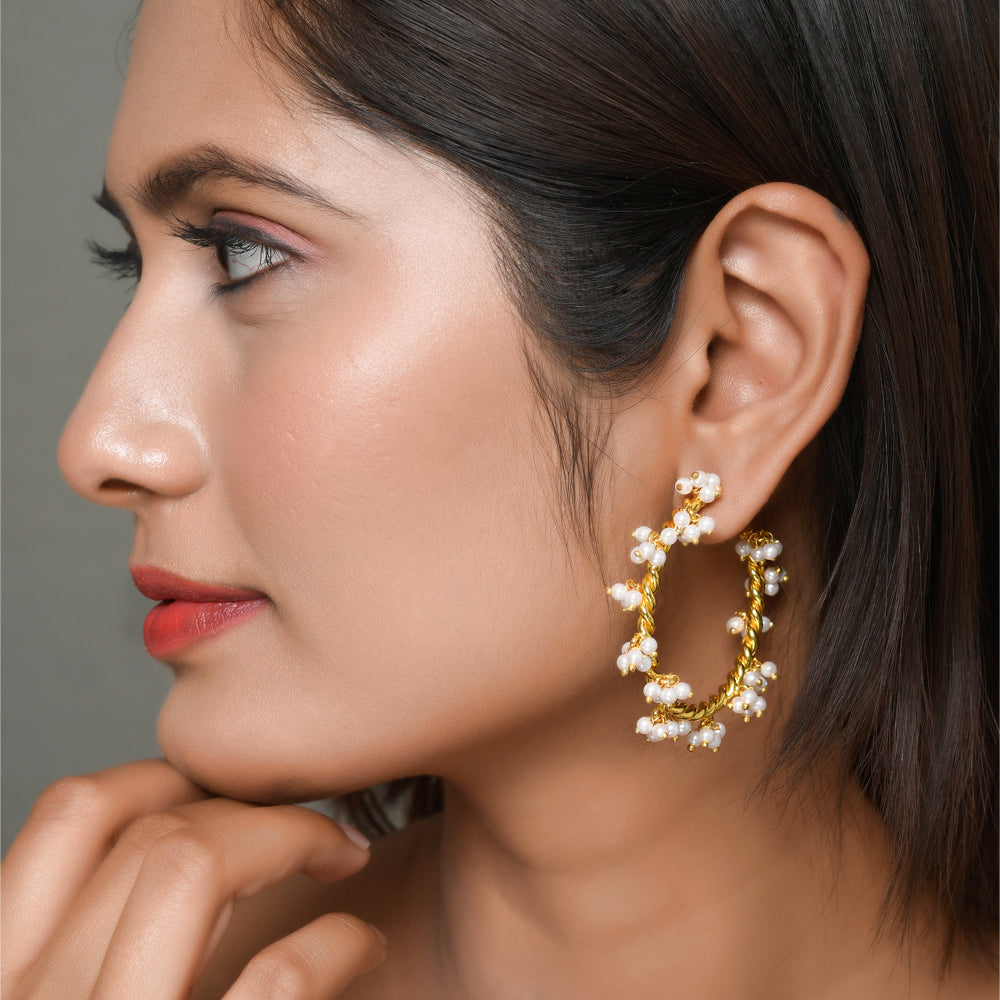 Pearl Cluster Hoops