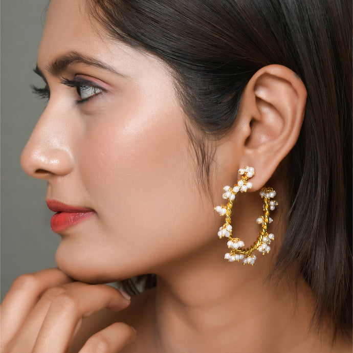 Pearl Cluster Hoops
