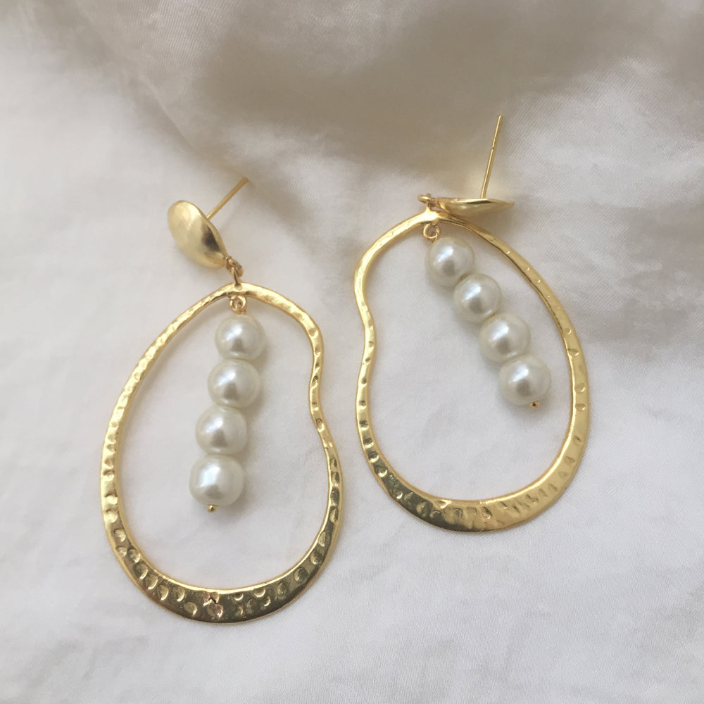 Abstract Pearl Drop Earrings