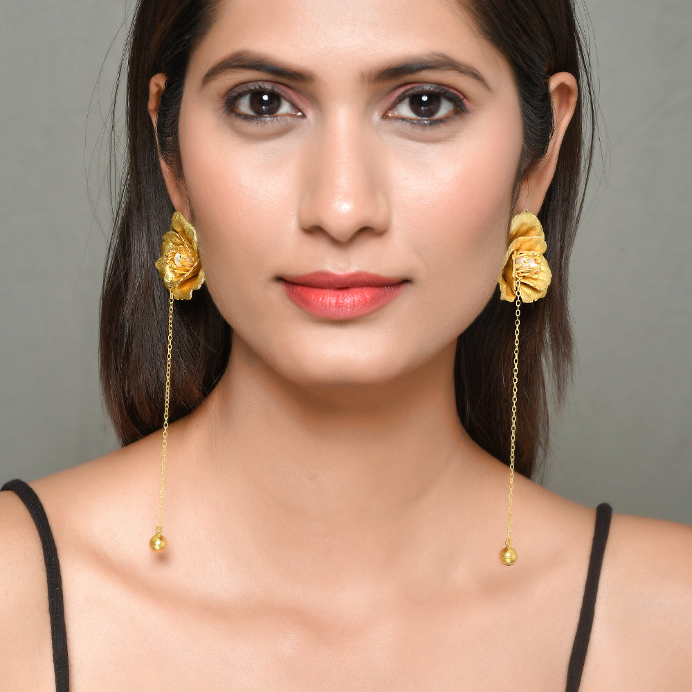 Pearl Rose Chain Earrings