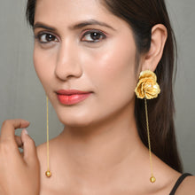 Load image into Gallery viewer, Pearl Rose Chain Earrings