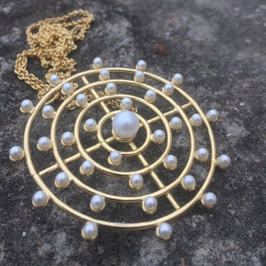 Pearl Orbit Pendant with Long Chain