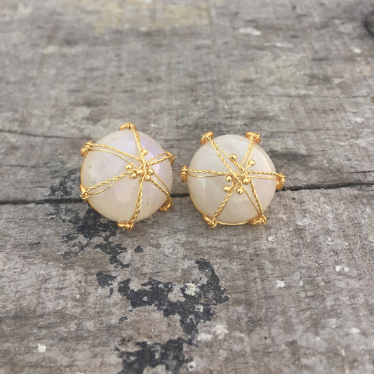 Rainbow Moonstone Mesh Studs