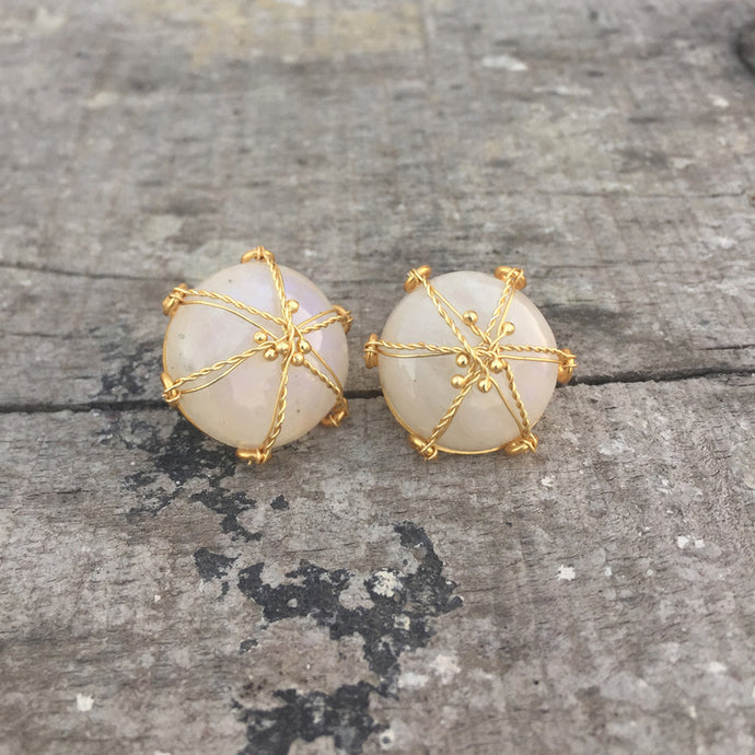 Rainbow Moonstone Mesh Studs