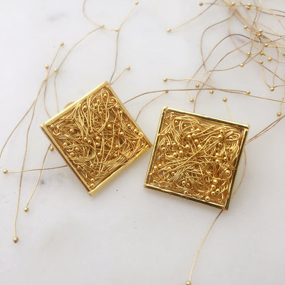 Square Mesh Stud Earrings
