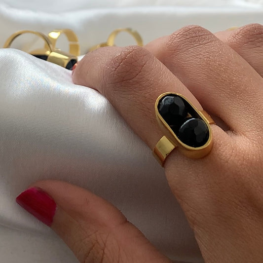Black Onyx Bead Ring